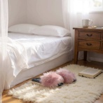 Luksusowe kapcie damskie z futrem – Ręcznie robione skórzane klapki – Ciepłe i miękkie pantofle domowe Natufeet PKO6PI