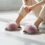 Luksusowe kapcie damskie z futrem – Ręcznie robione skórzane klapki – Ciepłe i miękkie pantofle domowe Natufeet PKO6PI