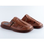 Naturfeet KMC10 Męskie skórzane klapki w kolorze brązowym – Ręcznie robione sandały z naturalnej skóry – Wygodne buty na lato z klamrą