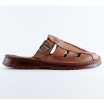 Naturfeet KMC10 Męskie skórzane klapki w kolorze brązowym – Ręcznie robione sandały z naturalnej skóry – Wygodne buty na lato z klamrą