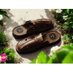 Naturfeet KMC10 Męskie skórzane klapki w kolorze brązowym – Ręcznie robione sandały z naturalnej skóry – Wygodne buty na lato z klamrą