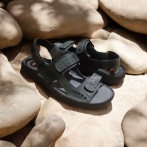 Skórzane sandały męskie czarne – wygodne sandały letnie z regulowanymi paskami Naturfeet SM1BL