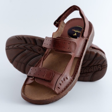 Skórzane sandały męskie brązowe – wygodne sandały letnie z regulowanymi paskami Naturfeet SM1BR