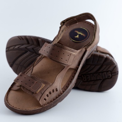 Skórzane sandały męskie brązowe – wygodne sandały letnie z regulowanymi paskami Naturfeet SM1DBR