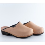 Brzoskwiniowe chodaki medyczne Naturfeet MK1PE PREMIUM – skóra naturalna, drewno topolowe, podeszwa amortyzująca PU