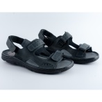 Skórzane sandały męskie czarne – wygodne sandały letnie z regulowanymi paskami Naturfeet SM1BL