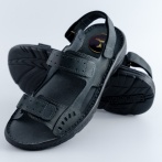 Skórzane sandały męskie czarne – wygodne sandały letnie z regulowanymi paskami Naturfeet SM1BL