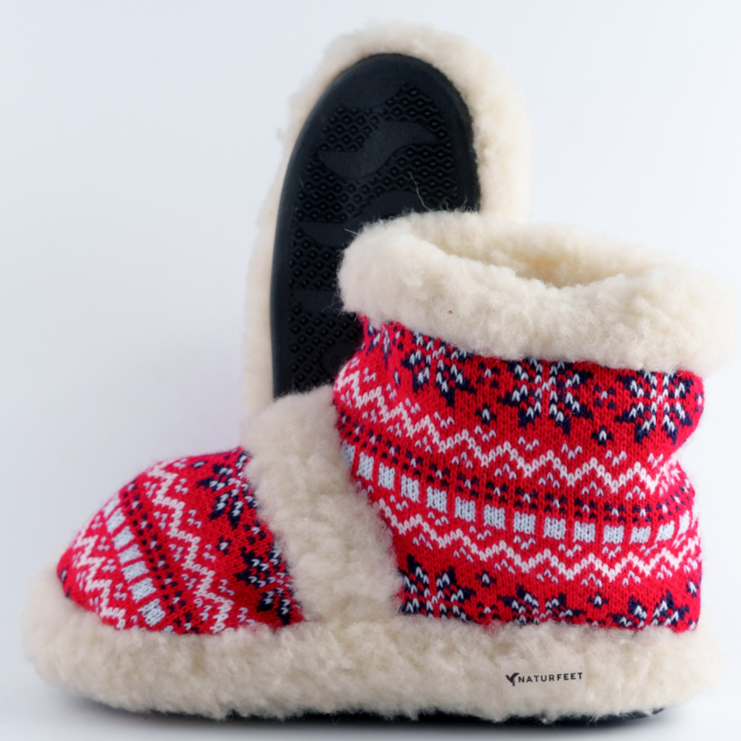 Damskie bambosze z wełną – Ciepłe kapcie w stylu nordyckim – Naturfeet BK1RE