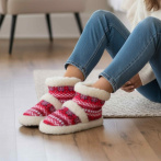 Damskie bambosze z wełną – Ciepłe kapcie w stylu nordyckim – Naturfeet BK1RE
