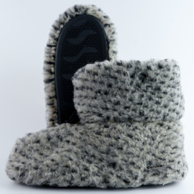 Ciepłe kapcie z naturalnej wełny unisex – Naturfeet BU1BEA bambosze wełniane ze sznurkiem pantera