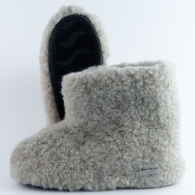 Ciepłe kapcie z naturalnej wełny unisex – Naturfeet BU1GR bambosze wełniane jasny szary