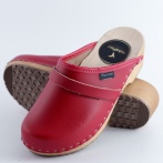 Damskie CzerwonE Chodaki Naturfeet DKC2RE ze Skóry Naturalnej na Drewnianym Obcasie - Zdrowie i Ponadczasowość