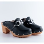 Damskie Chodaki Naturfeet DH10BL z Naturalnej Skóry z Ozdobnym Łańcuchem – Styl i Jakość - Czarne