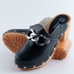 Damskie Chodaki Naturfeet DH10BL z Naturalnej Skóry z Ozdobnym Łańcuchem – Styl i Jakość - Czarne