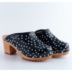 Damskie drewniaki Naturefeet DH7BL z naturalnej skóry w groszki obuwie na obcasie - klasa i elegancja