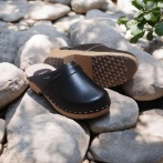 Damskie Granatowe Chodaki Naturfeet DKC2NA ze Skóry Naturalnej na Drewnianym Obcasie - Zdrowie i Ponadczasowość