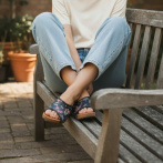 Klapki damskie Naturfeet DKO5BL – skóra naturalna z kwiatowym wzorem drewniaki damskie