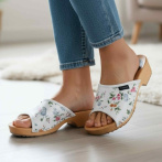 Drewniaki damskie NATURFEET– skórzane klapki na drewnianej podeszwie - Piękno i Elegancja DKO5WH
