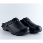 Skórzane męskie chodaki - drewniaki premium czarne eleganckie obuwie DM1BL