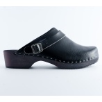 Skórzane męskie chodaki - drewniaki premium czarne eleganckie obuwie DM1BL