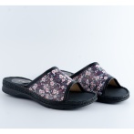 Skórzane damskie klapki Naturfeet KKO5BL z kwiatowym wzorem – komfort i elegancja