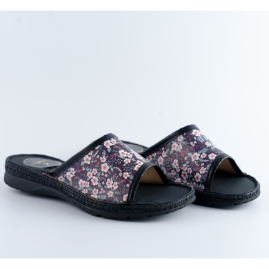 Klapki damskie z kwiatowym wzorem Naturfeet KKO5BL czarne - zdjecie 2