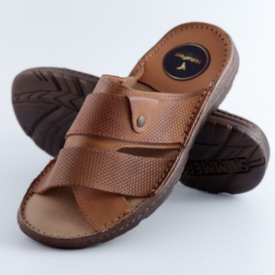Brązowe Klapki Męskie Naturefeet – Letnie Skórzane Obuwie z Antypoślizgową Podeszwą KMO2BR