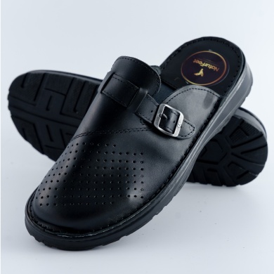 Skórzane Klapki Męskie Naturfeet KMC2BL z Zapięciem – Komfort i Styl