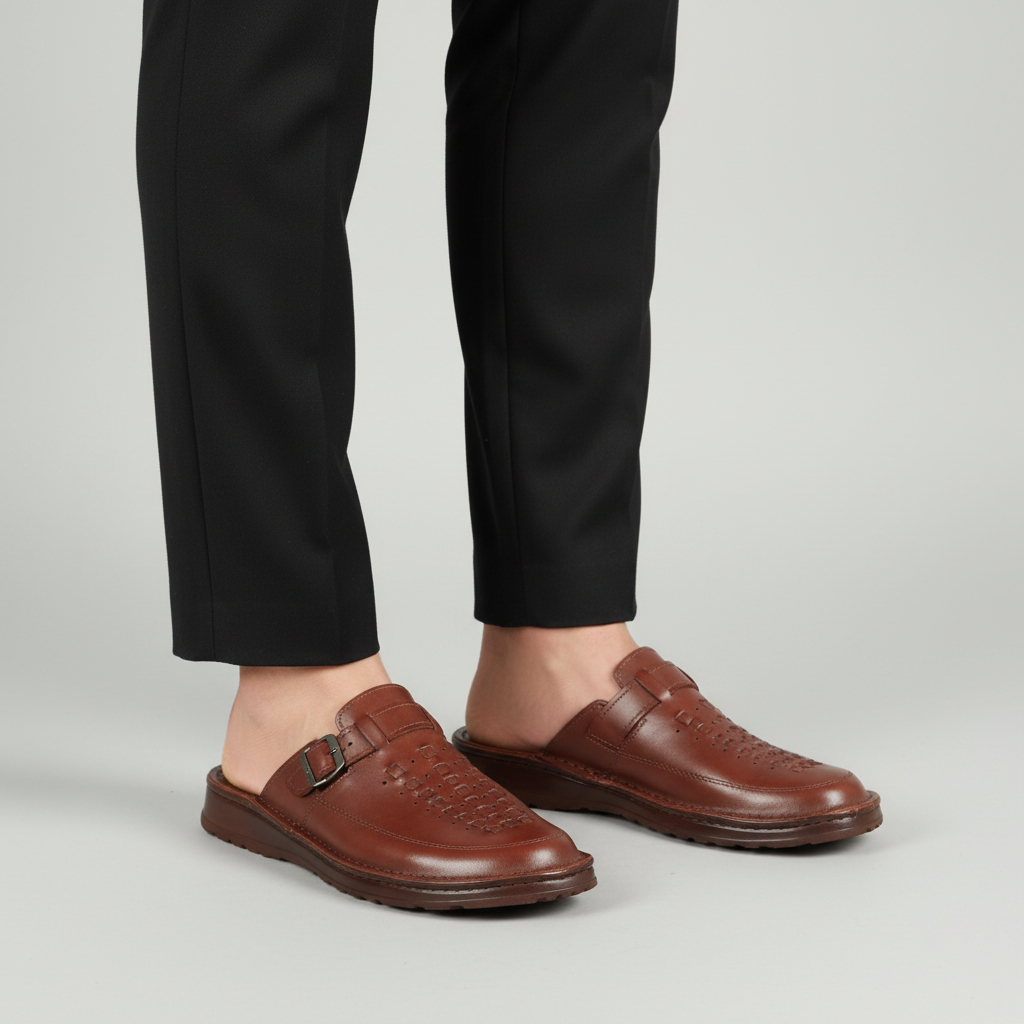 Skórzane Klapki Męskie Naturfeet KMC7BR z Zapięciem - Klasyka i Jakość - zdjecie 2