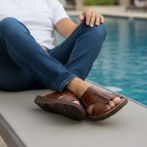 Męskie Klapki Skórzane Naturefeet brązowe – Komfortowe Letnie Obuwie KMO1BR