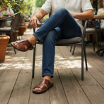 Męskie Klapki Skórzane Naturefeet brązowe – Komfortowe Letnie Obuwie KMO1BR