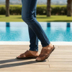 Brązowe Klapki Męskie Naturefeet – Letnie Skórzane Obuwie z Antypoślizgową Podeszwą KMO2BR