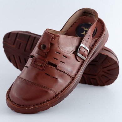 Naturfeet KSM1BR Skórzane Klapki Sandały 2 w 1 Męskie z Zapięciem i Wentylacją – Komfort na Każdy Dzień