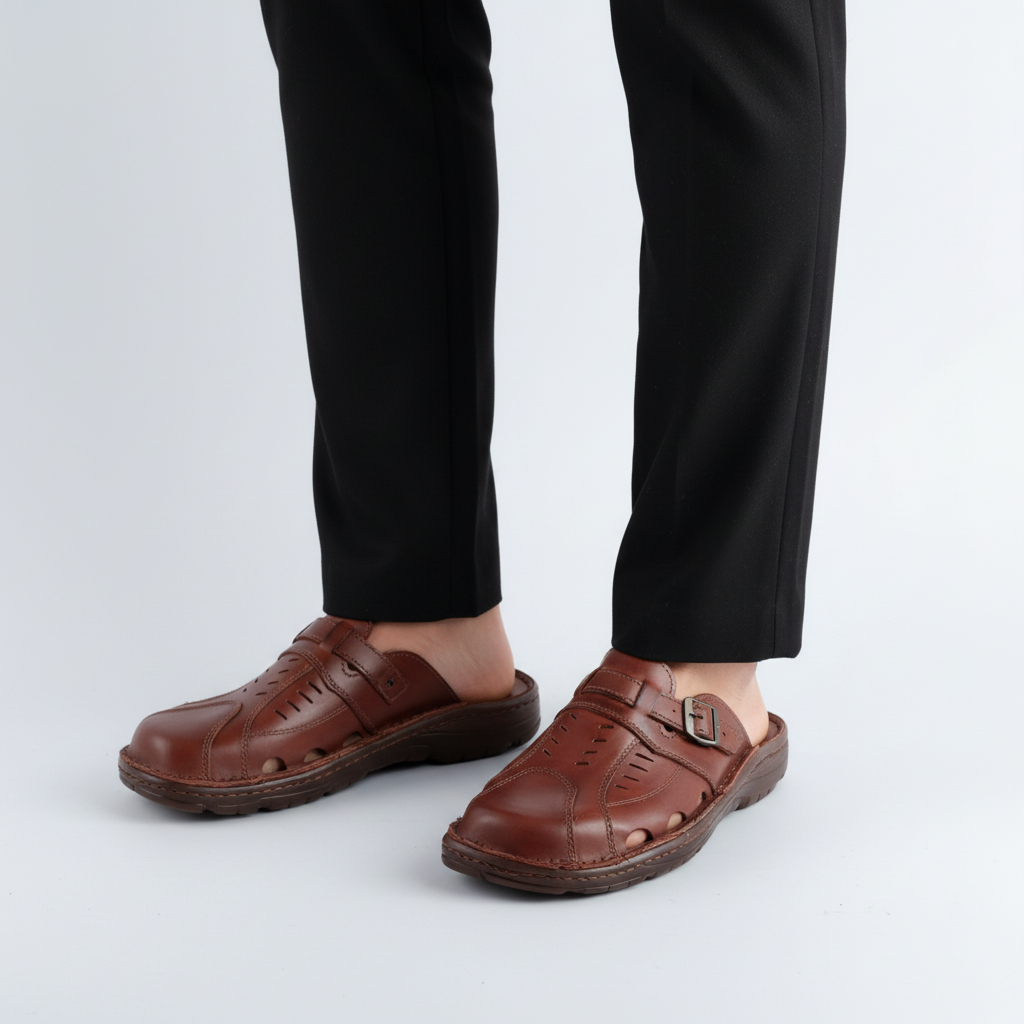 Klapki męskie z regulacją Naturfeet KMC5BR brązowe - zdjecie 2