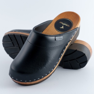 Męskie chodaki medyczne Naturfeet PREMIUM – skóra naturalna, wkładka z drewna topolowego, podeszwa amortyzująca PU MM1BL