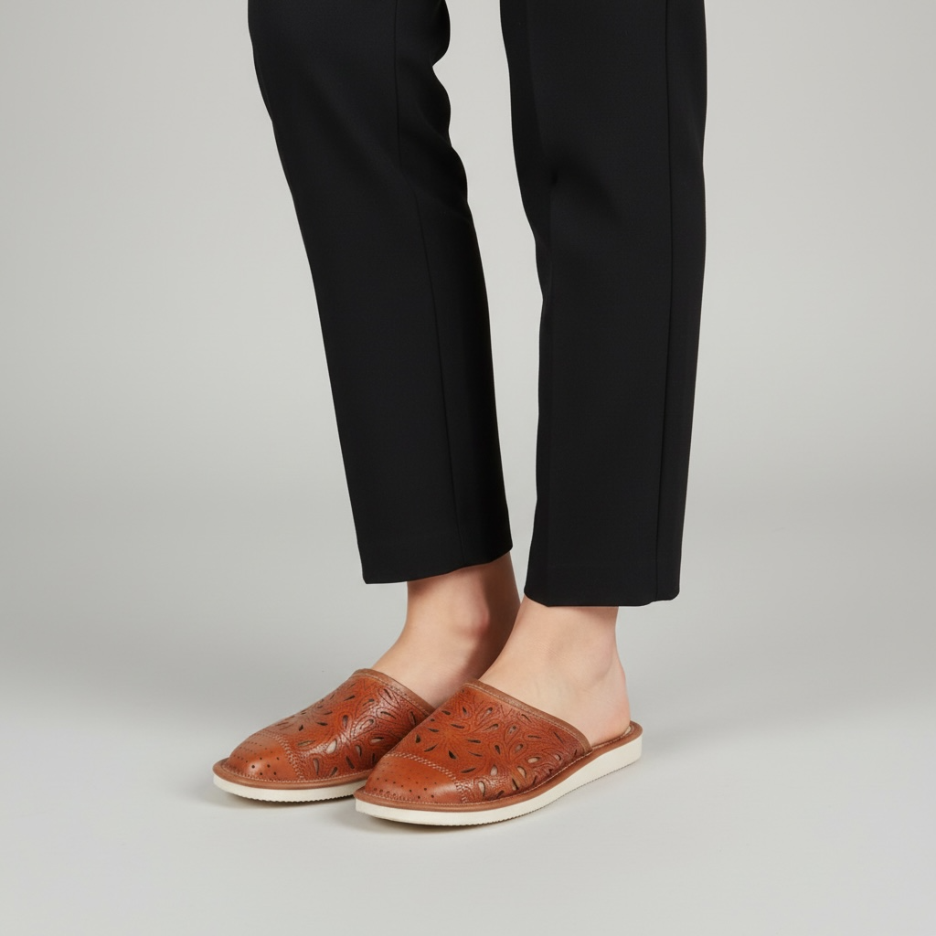 Kapcie damskie Naturfeet PKC7 ażurowe ze skóry naturalnej - zdjecie 2