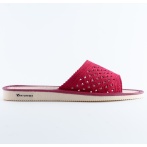 Damskie kapcie Naturfeet PKO8RE ze skóry zamszowej – czerwone pantofle z ażurowym wzorem, wygodne obuwie domowe