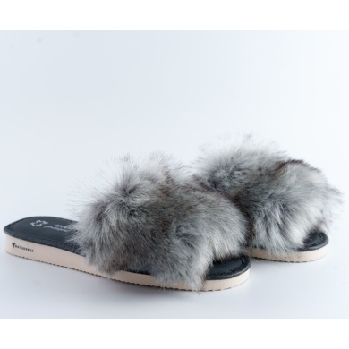 Kapcie damskie z futerkiem Naturfeet PKO6GR szare - zdjecie 2