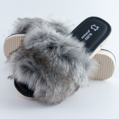 Luksusowe kapcie damskie z futrem – Ręcznie robione skórzane klapki – Ciepłe i miękkie pantofle domowe Natufeet PKO6GR