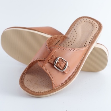 Damskie skórzane kapcie Naturfeet PKO9 – regulowane idealne też na wysokie podbicie