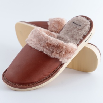 Damskie kapcie ze skóry naturalnej z futerkiem – lekkie i ciepłe – Naturfeet PKW2 ocieplane