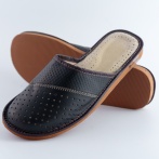 Męskie skórzane kapcie Naturfeet PMC1NA – klasyczne i eleganckie pantofle dla mężczyzn granatowe