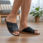 Męskie klapki skórzane Naturfeet PMO1BL – przewiewne lekkie kapcie z perforacją odkryte palce
