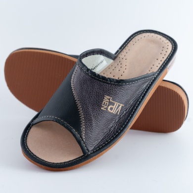 Męskie skórzane klapki VIP Naturfeet PMO6 – wygodne i eleganckie kapcie dla mężczyzn otwarty przód