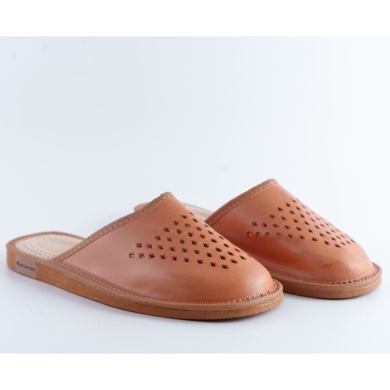 Męskie kapcie Naturfeet PMC7 - perforowane jasnobrązowe góralskie pantofle juht - zdjecie 2