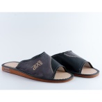 Męskie skórzane klapki VIP Naturfeet PMO6 – wygodne i eleganckie kapcie dla mężczyzn otwarty przód