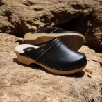 Damskie Czarne Chodaki Naturfeet DKC2BL ze Skóry Naturalnej na Drewnianym Obcasie - Zdrowie i Ponadczasowość