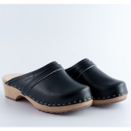 Damskie Czarne Chodaki Naturfeet DKC2BL ze Skóry Naturalnej na Drewnianym Obcasie - Zdrowie i Ponadczasowość