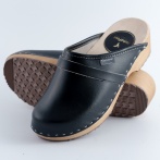 Damskie Czarne Chodaki Naturfeet DKC2BL ze Skóry Naturalnej na Drewnianym Obcasie - Zdrowie i Ponadczasowość