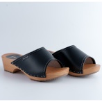 Drewniaki damskie NATURFEET czarne – skórzane klapki na drewnianej podeszwie - Piękno i Elegancja DKO2BL